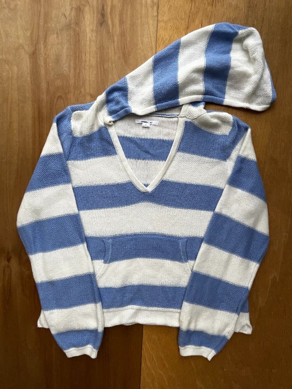 O’NEILL STRIPED KNIT CATAMARAN V NECK SWEATER Women’s sz L Blue White